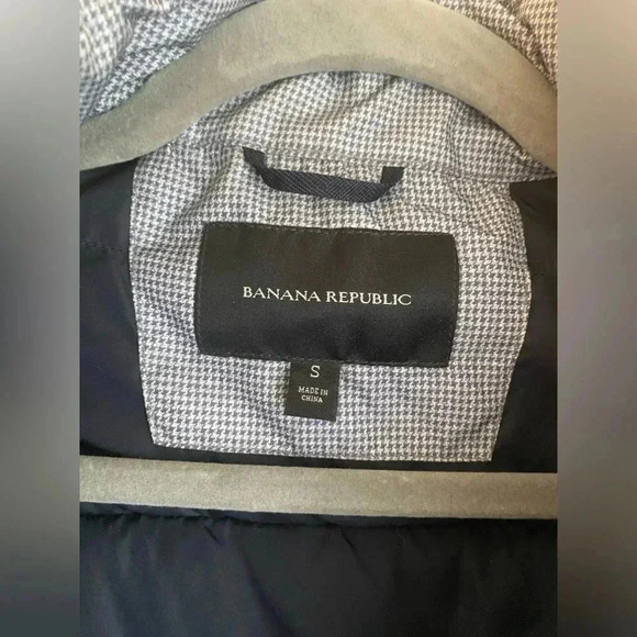 Banana Republic Puffer Vest Quilted Jacket Checkered Houndstooth Pattern Size S - Picture 4 of 7